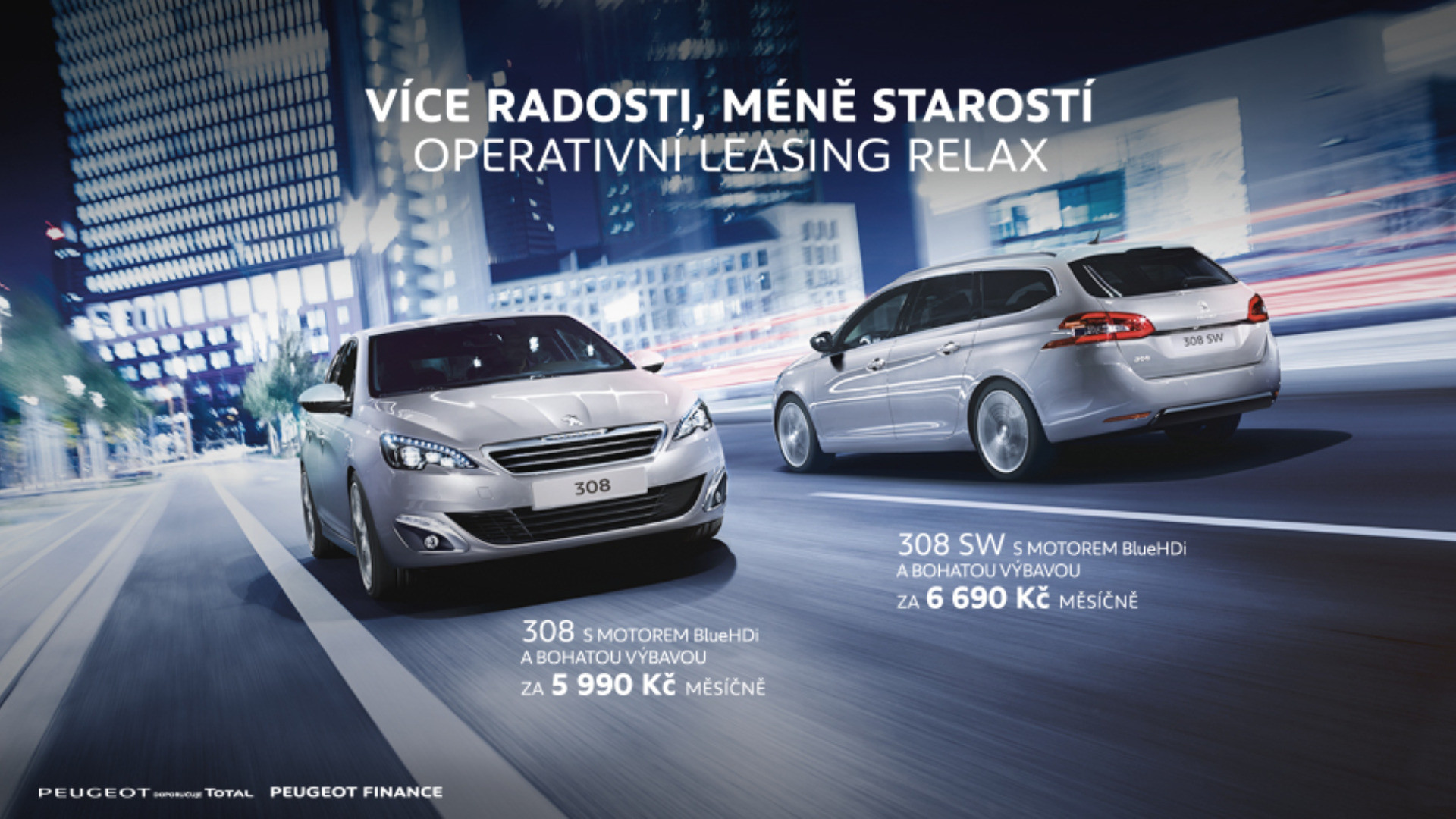 Výhodné nabídky operativního leasingu i pro fyzické osoby představuje také Peugeot s modely 308 a 308 SW již o 5990 Kč vč. DPH